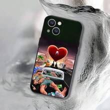 Funda de teléfono D-DtMF B-Bad B-Bunny compatible con  17,16,15,14,13,12,11,Pro,XS,Max,XR,Plus,E,SE4,Mini, funda negra suave, compatible con funda de  17, funda de  17 Pro, funda de  17 Pro Max - z5 - Ver 2