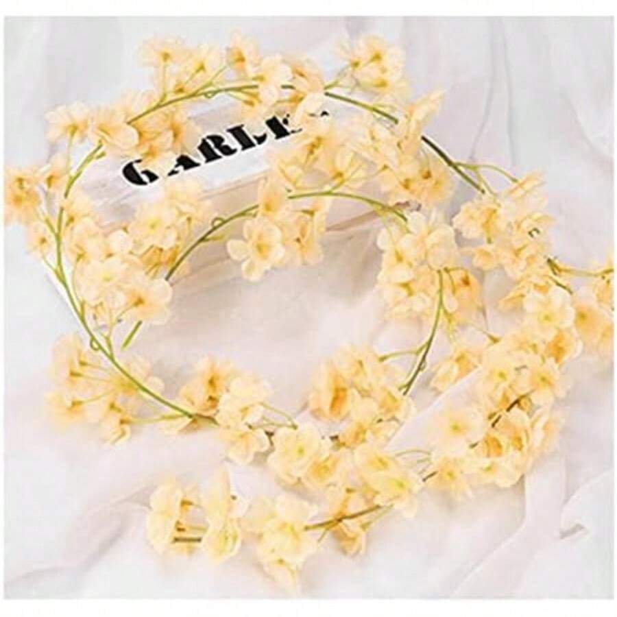 Mumusuki Flor de Seda Colgante Simulada, Guirnalda de Falsa Hecha a Mano, Decoración de Ratán de Flores Artificiales para Bodas, Fiestas, Hogar, Jardín, Restaurantes, Balcón(champán) - Multicolor - Ver 1