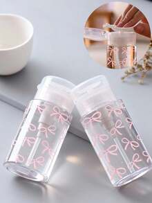 150ml/200ml/300ml Nail Art Pump Dispenser Bottle, Pink Bow Pattern Clear Press Bottle, Alcohol Nail Polish Remover Cleaning Liquid Storage Container, Large Capacity Make-Up Remover Empty BottleReusable, Nail Polish Remover, Push Down Pump Dispenser, Empty Cosmetic Acetone Container Travel Bottle Pump Travel Accessories,Makeup Accessories Dormitory Bathroom Essentials - Multicolor - View 10