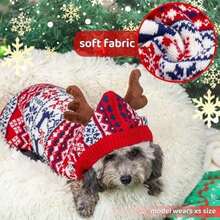 Suéter de Navidad para perro, con capucha cálida para invierno, ropa de punto para clima frío, lindo disfraz de perro feo con agujero para correa, para perros pequeños, medianos y grandes,(XL(neck17"-22" chest29"-34")) - Multicolor - Ver 5
