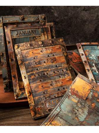 30pcs/Pack Material Paper Vintage Texture Rust Scrapbooking Paper For Journaling Supplies, Decorative Craft Paper For Junk Journals 10design Partten