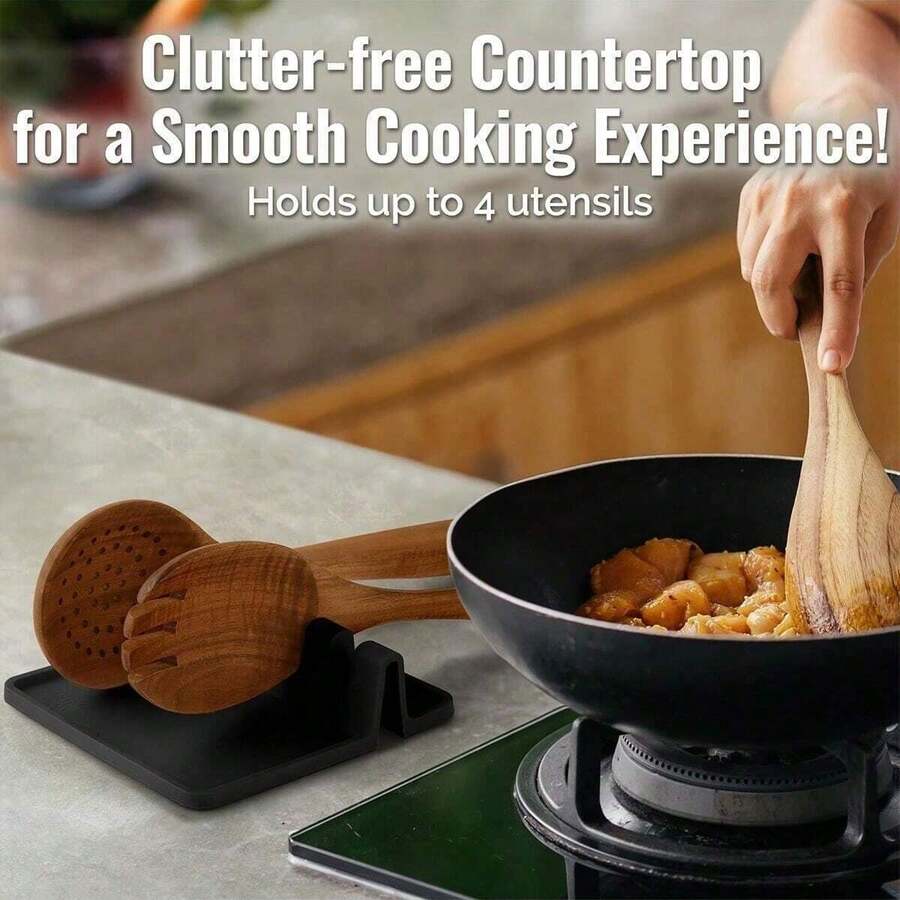 Silicone 4-Panel Kitchenware Storage Rack, Silicone Tableware Rack Drip Pad, Heat-Resistant Spoon Holder Pad - Multicolor - View 1