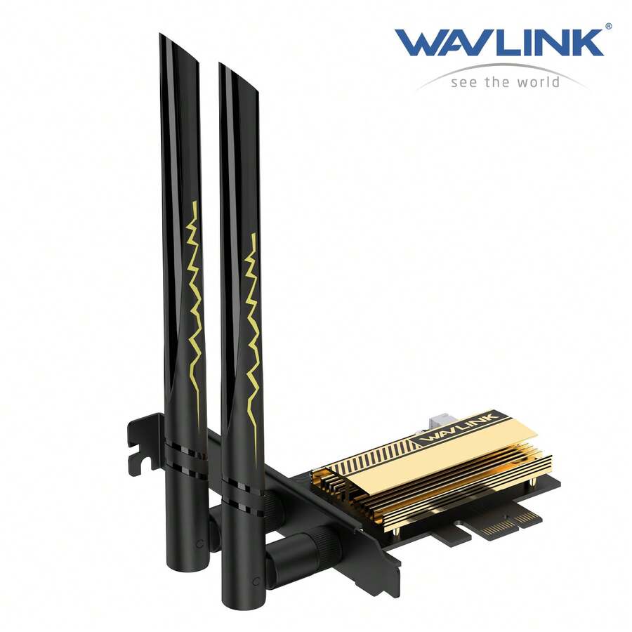 WAVLINK WiFi 6E PCIe Network Card,Tri-Band AX210 Wireless Adapter With Bluetooth 5.3,MU-MIMO, WPA3, OFDMA, Low-Profile Bracket, Heat Sink,For Desktop,Pc,Computer Case,Computers Stuff,Windows 10/11