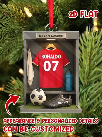 Catygift Enfeite de Natal de Futebol Personalizado, Decoração de Futebol Personalizada, Presente para Fãs de Futebol, Tema Ronaldo, Enfeite