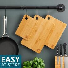 Wooden Chopping Board Set Of 3 - 3 Extra Thick Bamboo Chopping Boards - 33 X 22 Cm/ 28 X 22 Cm/ 22 X 15 Cm - The Perfect Wooden Board Kitchen Bread Boards And Serving Boards - 天然木材 - 查看 2