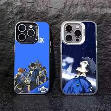 1pc B-Blue L-Lock Funda de Teléfono Anime Diseño IMD Color Plata Funda Compatible con  17 16 15 14 13 12 11 Air Pro Max Plus, Funda Compatible con  17,  17 Pro,  17 Pro Max - z3 - Ver 5