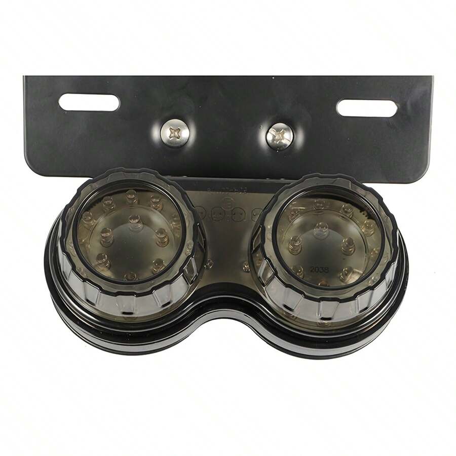 Luz Trasera Universal para Motocicleta con Doble Foco LED - Color Gris, Calavera con Base Metálica y Cableado Incluido, 12V - Negro - Ver 1