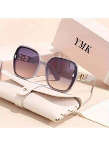 [Classic Retro Rectangular Fashion Glasses] Women's Classic Retro Rectangular Frame Fashion Glasses - PC Lenses, Plastic Frame,, Party, Music Festival Decorative Glasses,, Travel, Beach Accessories OUVP - Black Frame With Gray Lenses - View 2
