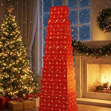 Nuovo set di scatole regalo natalizie rettangolari da 10 pezzi, confezione in carta patinata, stampa di Babbo Natale, fiocchi di neve e renne.