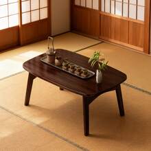 Japanese-Style Floor-Standing Folding Table - A Space-Saving Side Table For Folding Coffee Tables, Suitable For Tatami, Tea, Meditation, And Dining - Portable And Easy To Store, No Assembly Required - Compact Design - Quả óc chó - Xem 10