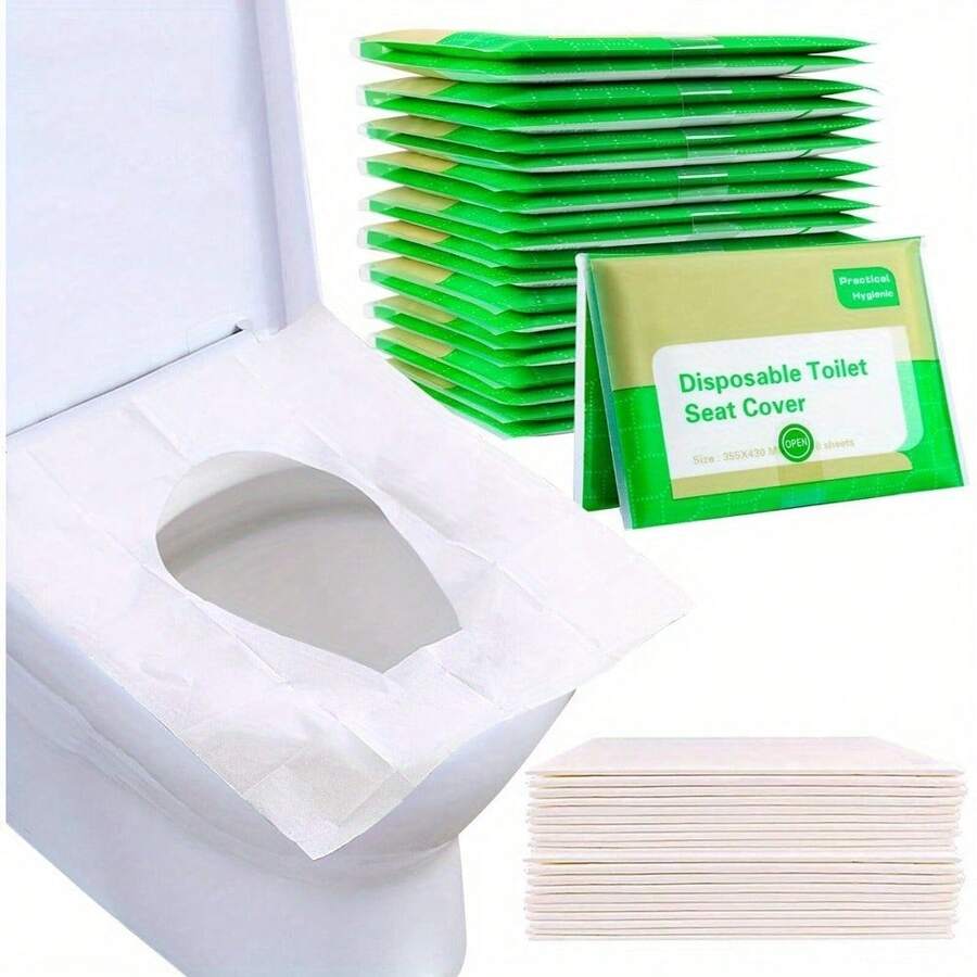 100/50 Pcs Disposable Toilet Seat Covers, Flushable Travel Toilet Seat Covers, Essential Travel Items For Toilet Training, Air Travel, Road Trips, And Camping - Green - View 1