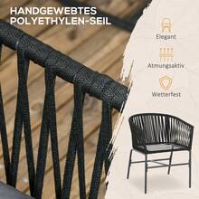 Outsunny Garden Chairs Set Of 2 Pieces With Cushions, Load Capacity Up To 120 Kg, Curved Seat Cushion In Boho Style, Metal Frame 57 X 60 X 71, Black - 1 - View 8