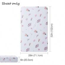 1件婴儿床床笠，柔软卡通印花，适用于标准婴儿床床垫，男女通用 - 彩色 - 查看 13