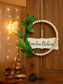 1pc Ramadan Crescent & Floral Wreath Wall Hanging Decor, Bohemian Style Ramadan Eid Mubarak Entryway Decoration, Suitable For Living Room, Bedroom, Hallway, Entrance - Multicolor - View 12