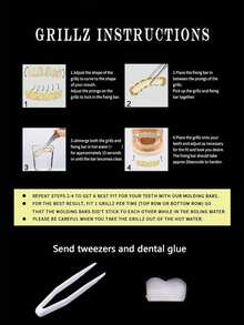 3件套时尚女士嘻哈镂空牙套，金色朋克摇滚歌手牙套，可拆卸心形牙套，圣诞派对配饰 - 彩色 - 查看 4