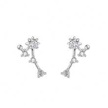 1pc S925 Silver Zirconia Zodiac Stud Earrings, Minimalist & Versatile, Suitable As Valentine's Day, Mother's Day, Holiday Gift
