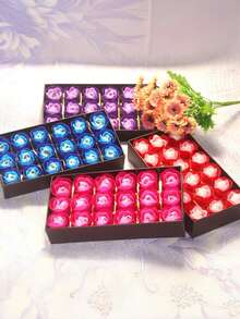 Rose Petal Shaped Floral Scented Bath Soap Gift Set, Rose Essential Oil Gentle Bath Soap, Valentine's Day Gift Box, Rose Fragrance Gift Set, Shower Gel, Wedding Favor, Wedding Party Gift, Artificial Dried Flowers, Valentine's Day Gift, Mother's Day Gift, Art Room Decor, Christmas Home Decor, Bathroom Decor & Accessories, Kitchen Accessories