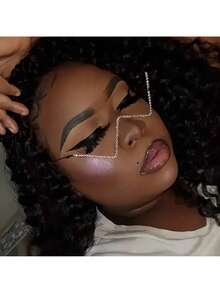 Fashionable Women's Colorful Frameless Glasses, Fashionable Letter V Half Frame Glasses, Festival Party - 金色 - 查看 11