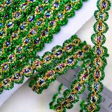 1 Stück lebendige gewebte Spitzenborte, verschiedene Farben erhältlich, 1,5 cm breit, Bekleidungszubehör, geeignet für Bekleidung, Partys, Geschenke, Heimdekoration, ideal für DIY-Basteleien, Nähen, Schmuckherstellung und Feiertags-Dekorationen wie Halloween, Weihnachten, Erntedank - Verschiedenfarbig - Übersicht 13