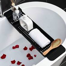 رف حمام قابل للتمدد، صينية حوض الاستحمام، منظم حوض الاستحمام البلاستيكي متعدد الوظائف، اكسسوارات حمام، موديل جديد 2026، ضروريات الحمام، مناسب للحمام، حوض الاستحمام، هدية للصديقة، الزوجة، الأم - متعدد الألوان - مشاهدة 1