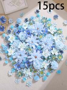 15件套人造花头套装，小雏菊玫瑰花头，毕业帽装饰，婚礼新娘派对家居装饰，情人节及特殊场合的完美之选，婚礼装饰：优雅的花卉组合，花卉装饰，人造装饰花，家居装饰花 - 彩色 - 查看 14