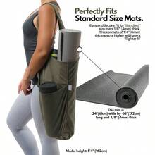 - Bolsa para esterilla de yoga La bolsa de yoga YogiiiTote Bolsa de yoga con bolsillo lateral y bolsillo con cierre Soporte para esterilla de yoga se adapta a la mayora - Verde olivino - Ver 4