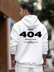 ONE WAVE Men's Autumn/Winter Street Numeric Element Print Hoodie Sweatshirt - White - View 2