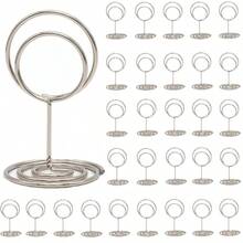 30Pcs Table Number Holders, Wire Place Card Holder Table Sign Holder Name Menu Clips, Picture Stands Photo Stands Wedding Centerpieces Birthday Party Silver - Bạc - Xem 2