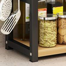 2-Tier Spice Rack For Kitchen Countertop - Coffee Bar Counter Organizer Shelf - 黑色 - 查看 9
