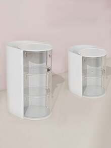 Hộp đựng đồ trang điểm xoay 2 trong 1 - Hộp đựng mỹ phẩm nhiều lớp bán trong suốt, tiết kiệm không gian, đặt trên mặt bàn phòng tắm, không cần lắp ráp. Thích hợp để đựng bông phấn, mút trang điểm, chì kẻ mày và cọ trang điểm. Món quà sinh nhật/Giáng sinh hoàn hảo cho phái đẹp. Thiết kế, kết cấu thanh lịch. - Nhiều màu - Xem 15