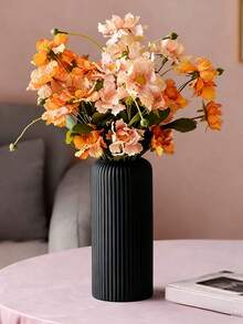 1pc Plastic Vase, Artificial Flower Vase, Imitation Dried Flower Decorative Vase, Art Vase For Flower Arrangement, Minimalist Modern Home Decor, Desktop Decor, Valentine's Day Gift, Birthday, Graduation, Room Decor, Glass Vase - Black - View 10