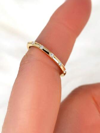 1 pieza Anillo minimalista elegante y versátil de plata de ley 925, adecuado para uso diario de mujeres, regalo para vacaciones y fiestas, joyería