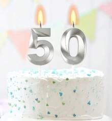 Silver Numbered Birthday Candles - Mini Design - SilverPlastic - 銀色 - 查看 3