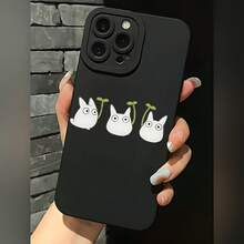 2026 nueva funda de teléfono esmerilada, funda de teléfono con diseño de gato y planta linda para  17 14 Pro Max  17 13  17 12  Galaxy S23 S22 S21 protector de teléfono funda de pareja regalo para novio novia regalo de vacaciones - Negro - Ver 1