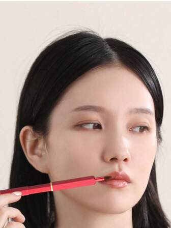 Infällbar läppborste, sminkborste med silikonöverdrag, mini runt sminkverktyg för läppfärg och concealer