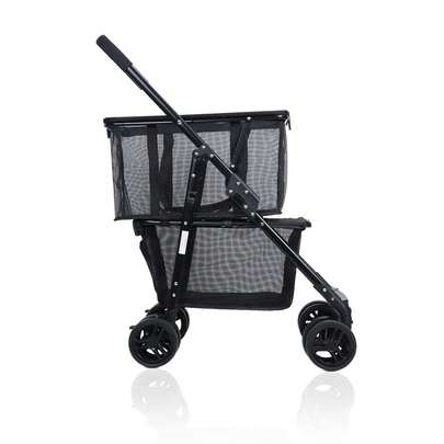 Collapsible Utility Trolley Cart, Detachable Carry Bag With Wheels, Stroller Foldable Personal Shopping Cart