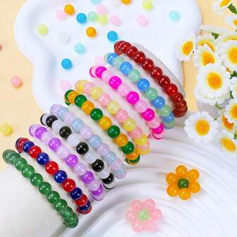 1 Box 20 Colors 8mm/24 Colors 6mm Enameled Glass Beads Set, Jewelry Making Bracelet Beading Craft Supplies