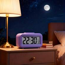 Alarm Clock With Large Screen - Cute Pink Anime Glow-In-The-Dark Desk Decor, Digital Clock With Date & Temperature Display, Multifunctional Timepiece For Bedroom, Dorm Room, Kids Room, Girls Gift - Multicolor - View 2