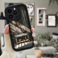 Cubierta de telefono con borde negro diseño de cocina rústica en madera para uso diario - Negro - Ver 6