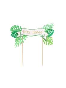 Cute Cartoon Dinosaur & Green Leaf Cake Decorations, Children's Birthday Cake Toppers, Shower Gifts