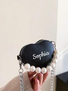 Customized Mini Minimalist Solid Color Heart-Shaped Pearl Handbag, Showcasing Exquisite Valentine's Day Vibe, Can Be Printed With Your Name Or Holiday Greetings. Suitable For Daily Life, Outings, Travel, Shopping, Dancing And Other Occasions. Also An Ideal Choice For Christmas, Thanksgiving, Back To School, Work, Commuting, Parties And Gatherings. A Perfect Gift For Friends, Classmates, Daughters And More. - Multicolor - View 8