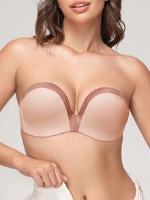 Deyllo Women Strapless Bra Seamless Multiway Wirefree Push Up Bras - Pink - View 1