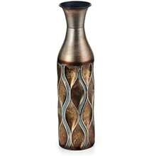 Elements Embossed Gold Wave Metal Vase-Table Centerpiece Home Décor for Dried Flower and Artificial Floral Arrangements, Living Room Décor, Bedroom Décor, Decorative Vase, 17-Inch(ola de oro) - Multicolor - Ver 2