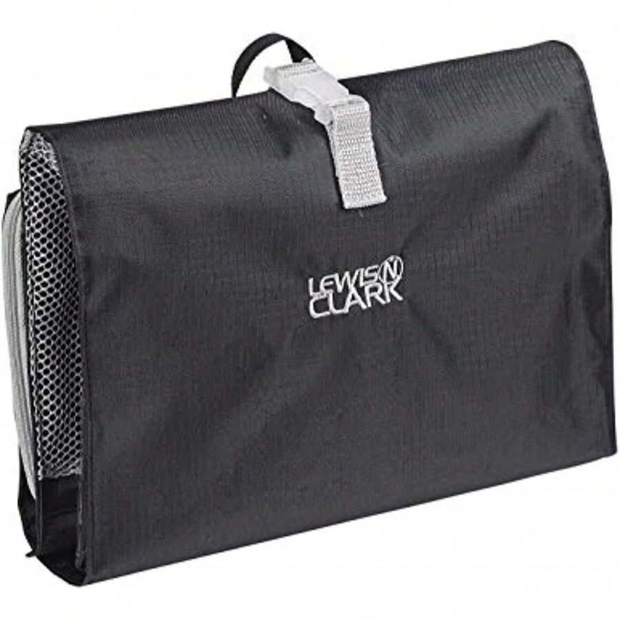 Lewis N. Clark - Neceser colgante para accesorios de viaje, champú, cosméticos + artículos personales con compartimento impermeable y diseño plegable, color negro - 1 - Ver 1