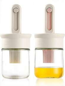 二合一油瓶，配有可伸缩硅胶刷和锁扣瓶盖。玻璃油瓶搭配耐热刷头，也可作为硅胶糕点刷使用。适用于烹饪、醋和酱汁、烧烤、煎炸等。生日礼物、厨房工具、厨具。也适合户外露营。 - 彩色 - 查看 8