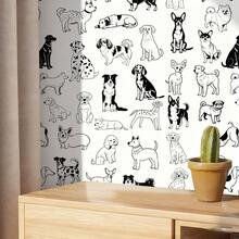 1 Rolo Papel de Parede Adesivo Autocolante Padrão Cachorro Preto e Branco - Descascável e Colável, À Prova d'Água, Removível, Adequado para Sala de Estar, Quarto, Sala de Jantar, Decoração Doméstica, Armário, Escrivaninha, Estante de Livros, Renovação de Móveis, Pet Shop, Propriedade de Aluguel, Decoração de Parede DIY - Multicolorido - Visão 11