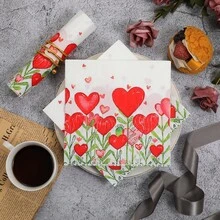 1 Pack, Unfolded Size 33*33cm, Folded Size 16.5*16.5cm, Popular Valentine's Day Heart-Shaped Party Napkins, Printed Handkerchief Tissues, Disposable Paper Towels, Suitable For Holidays, Employee Benefits, Anniversary Celebrations, Business Gifts, Grand Openings, And Other Occasions - Multicolor - View 15