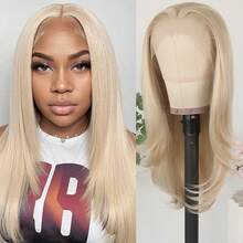 13x4 Layered Hair Blonde Wigs Blonde Lace Front Wigs HD Lace Frontal Wigs Short Blonde Lace Front Wig Pre Plucked Glueless Layered Wig Breathable Cap Easy Install Wig Free Part Heat Resistant Fiber Wig For Women Girls Halloween Party Vacation Daily Used 18 Inch - 金色 - 查看 3