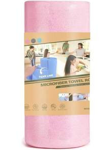 TOAO Rollo de Toallas de Microfibra, Paquete de 50, Rollo Microfibra, 25 x 25 cm, Paños de Limpieza de Microfibra, Reutilizable, Desde la Cocina, hasta el baño, el Auto (Gris) - Azul - Ver 9