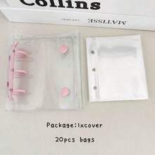 Mini 3-Hole Macaron Binder Covers, Double-Ring DIY Collection Book, 20pcs 3-Inch Small Card Storage Loose-Leaf Paper, Photo Album, Transparent Minimalist Handheld Notebook